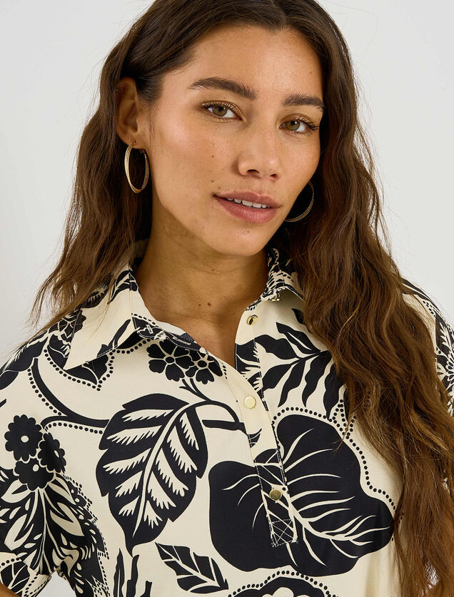 Robe courte fluide imprim&eacute; floral