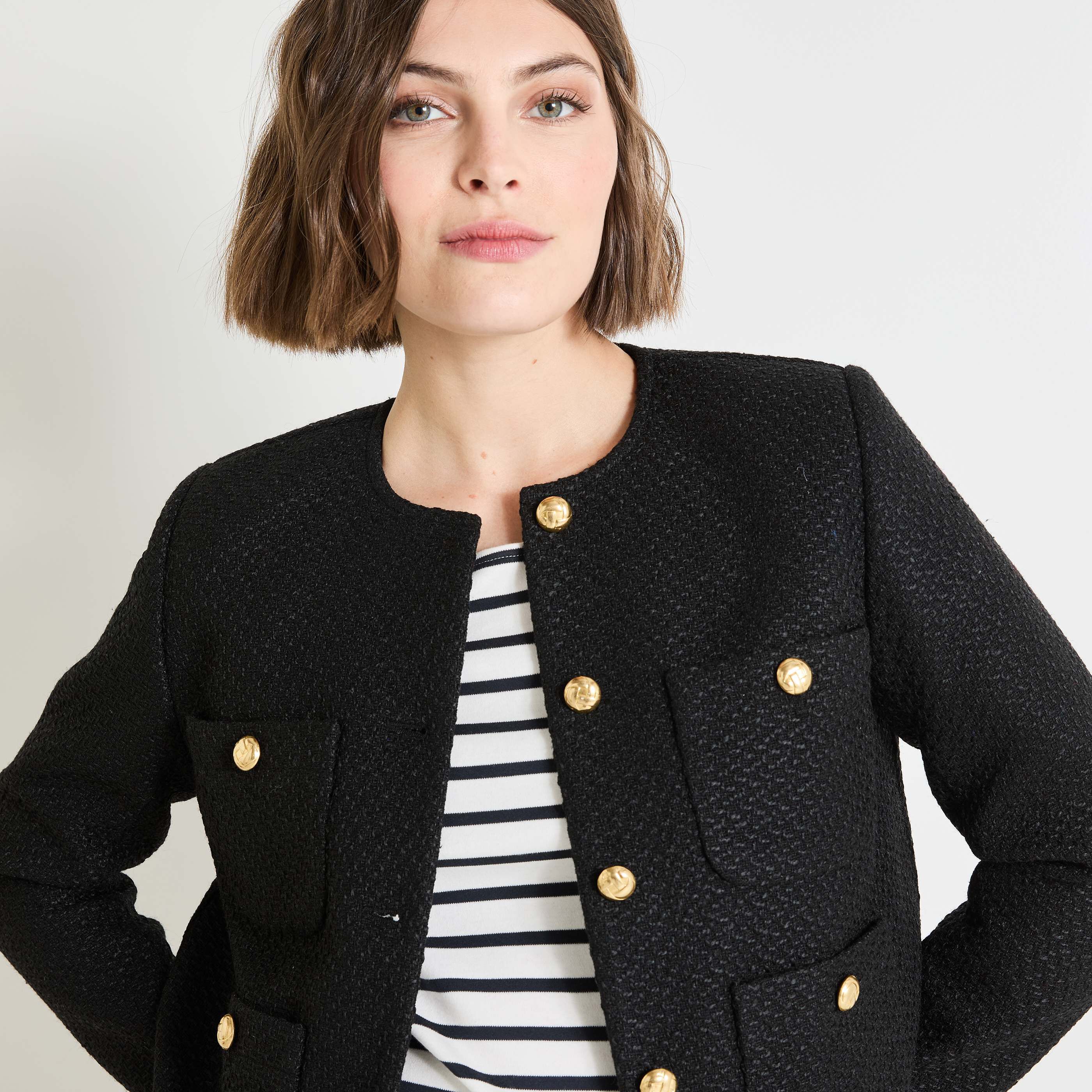 Veste tweed femme NOIR Graindemalice