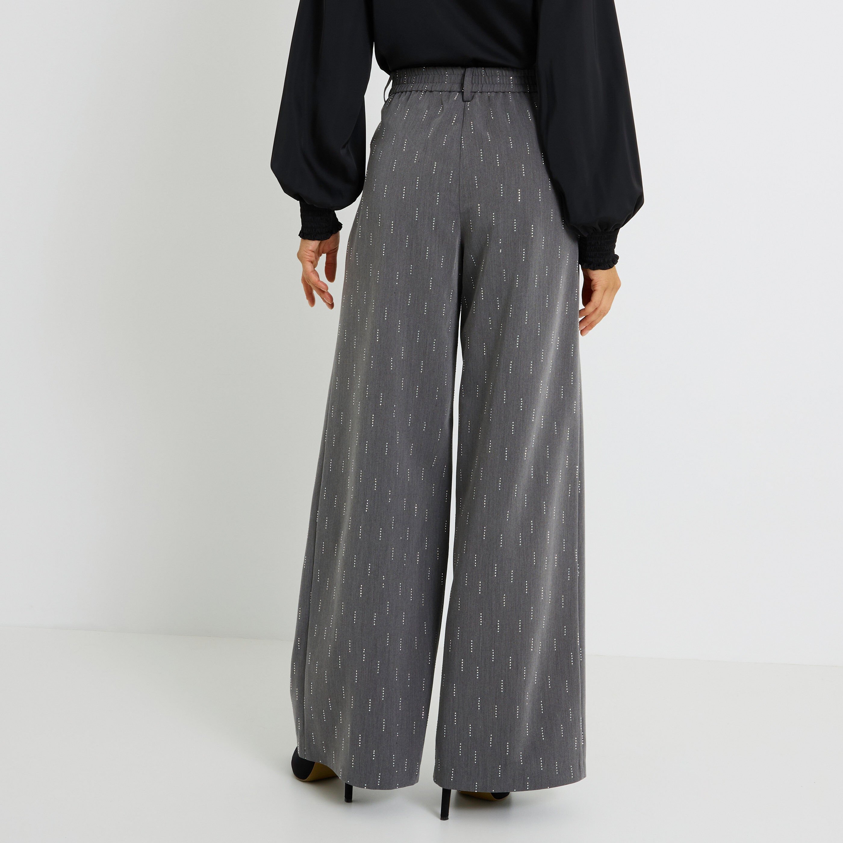 Pantalon structur&eacute; &agrave; strass femme