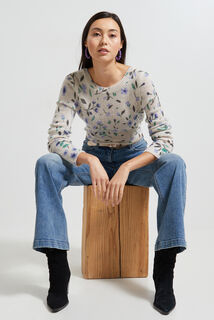 Pull fleuri femme
