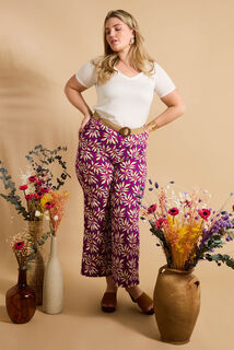 Pantalon imprimé feuillage femme