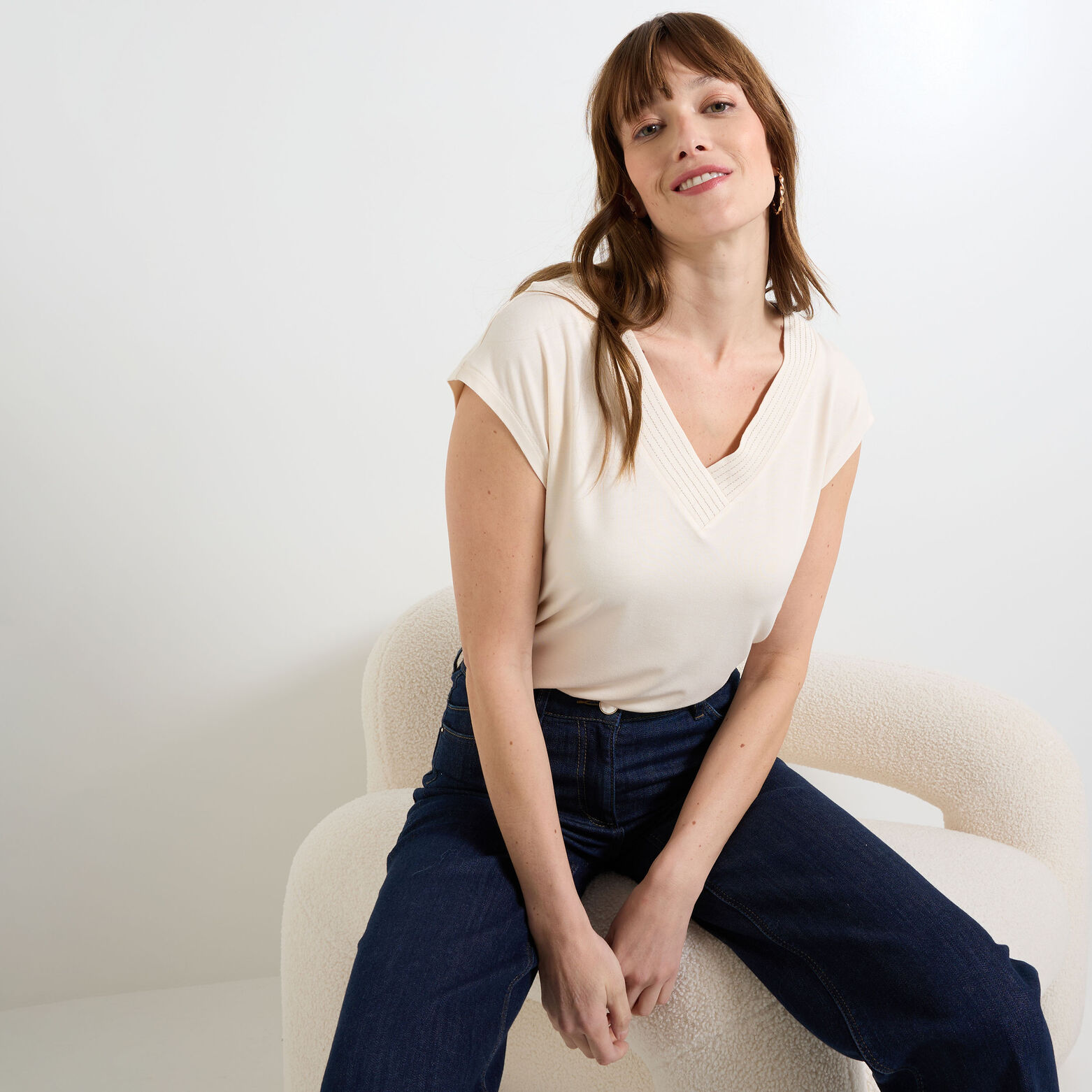 T-shirt col V femme