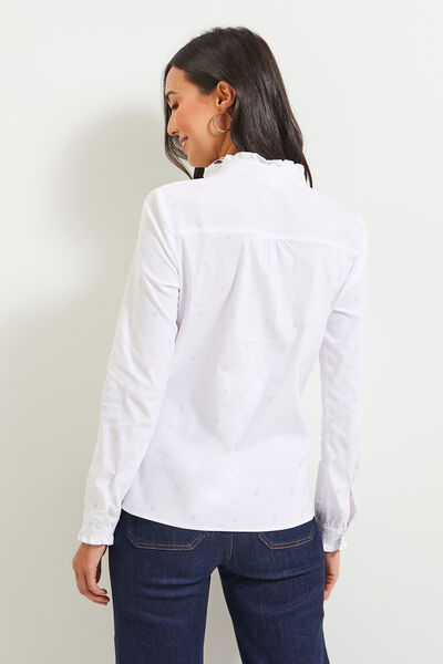 Chemise col volanté femme