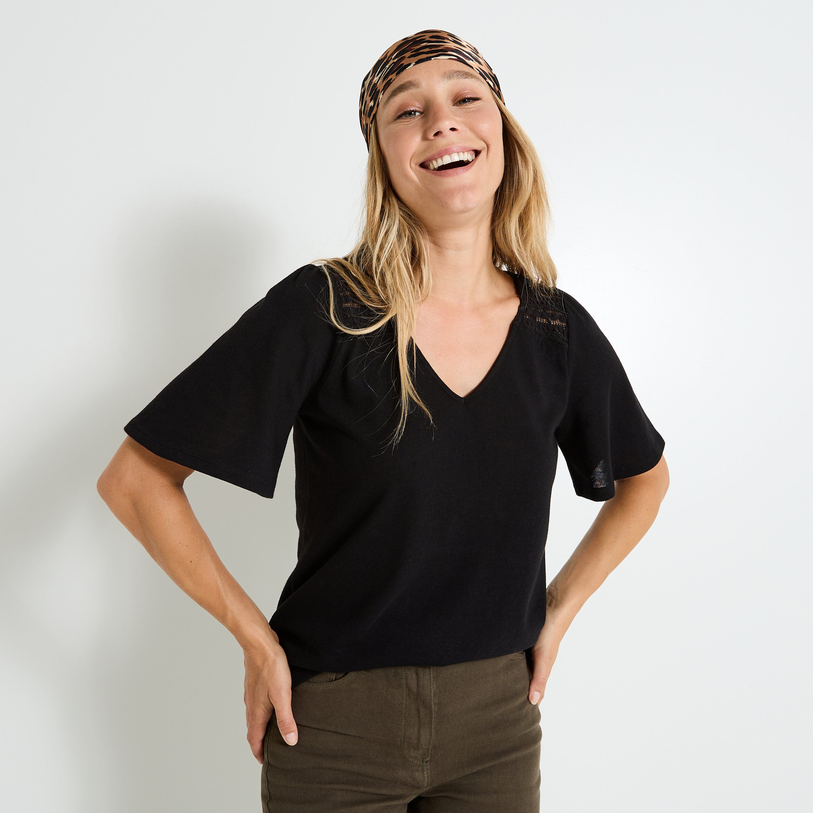 T-shirt manches volant&eacute;es femme