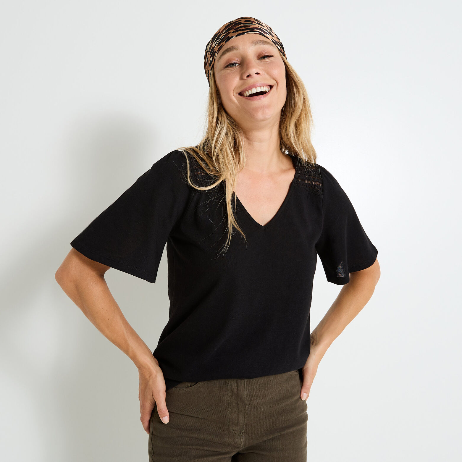 T-shirt manches volantées femme