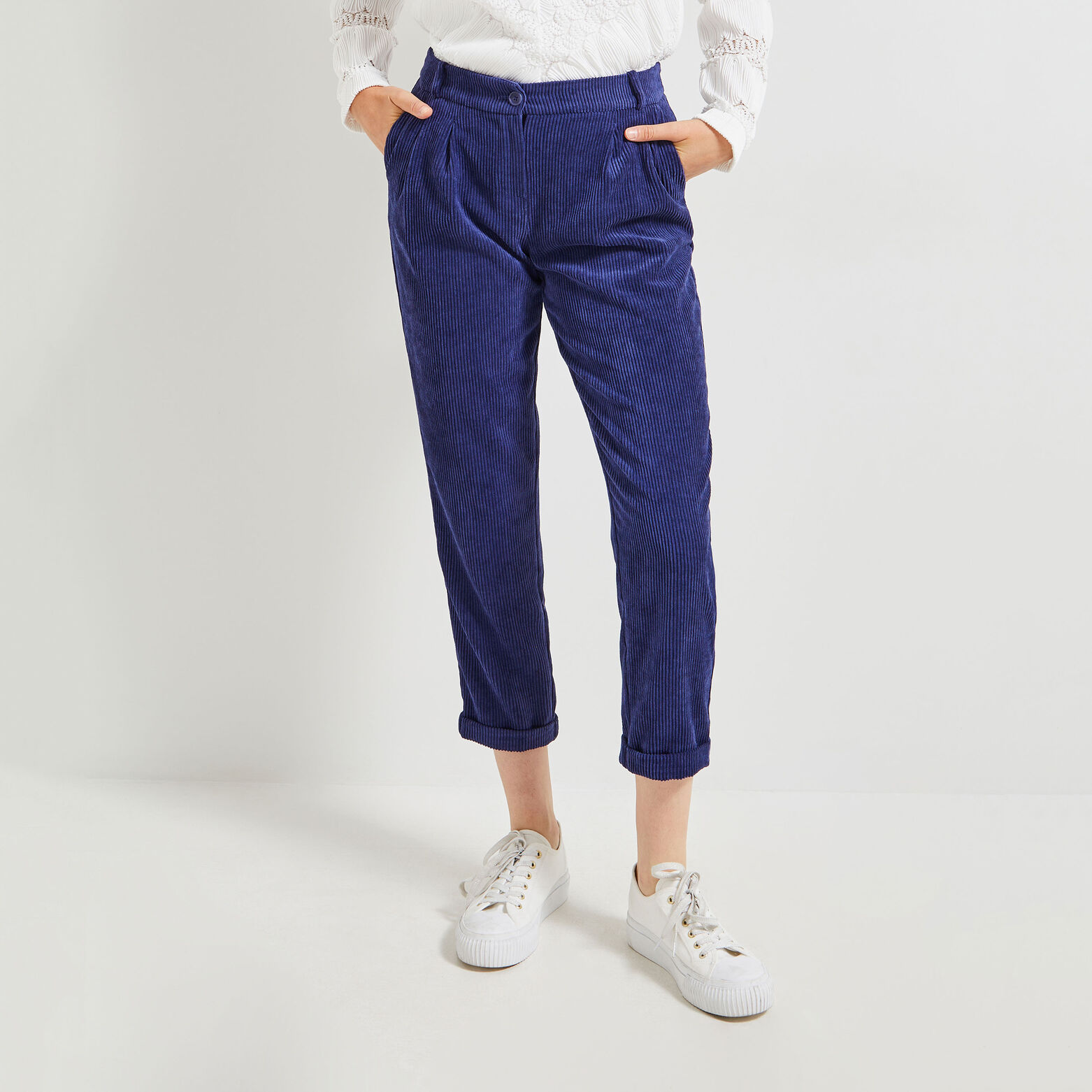 pantalon velours côtelé femme