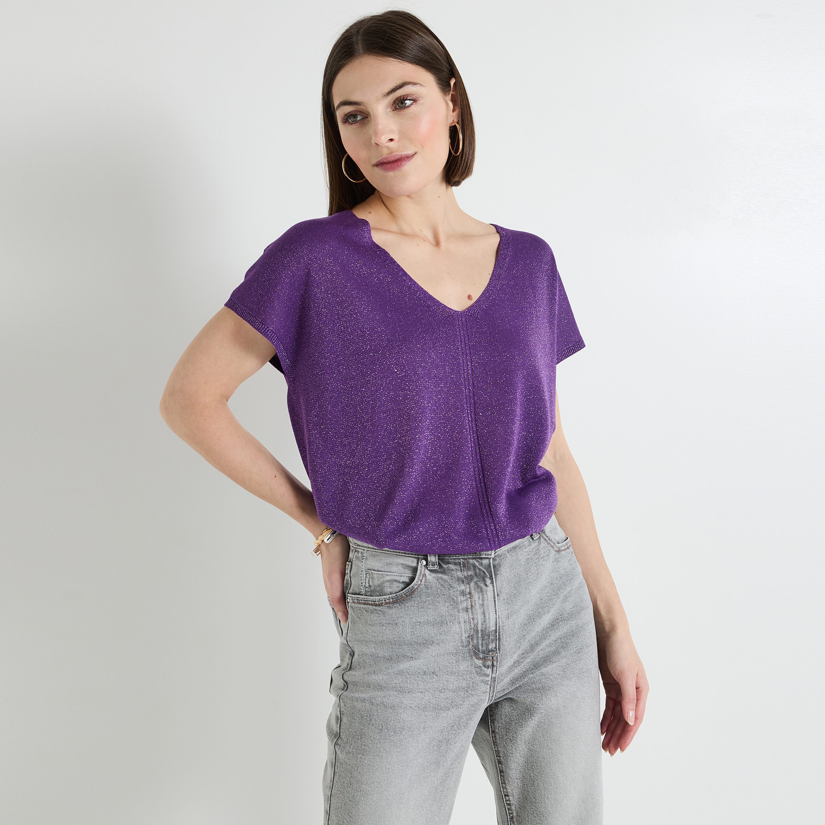 Pull manches courtes femme