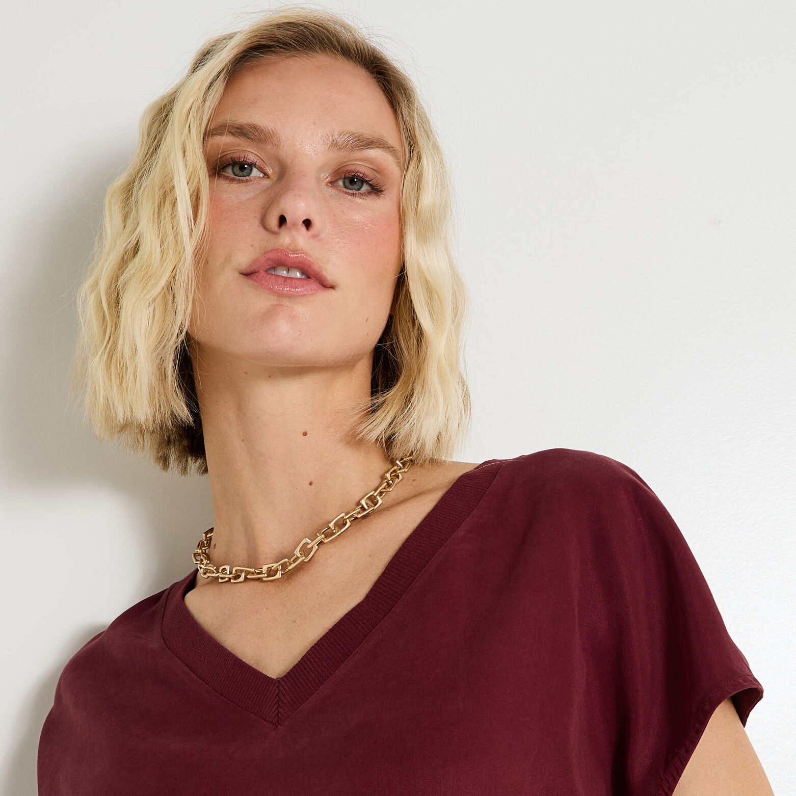 Blouse col V femme