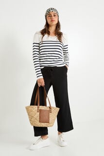 Pull col V guipure femme