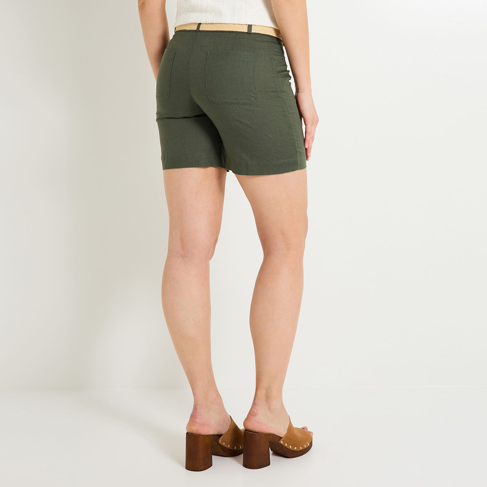 Short en lin mélangé femme