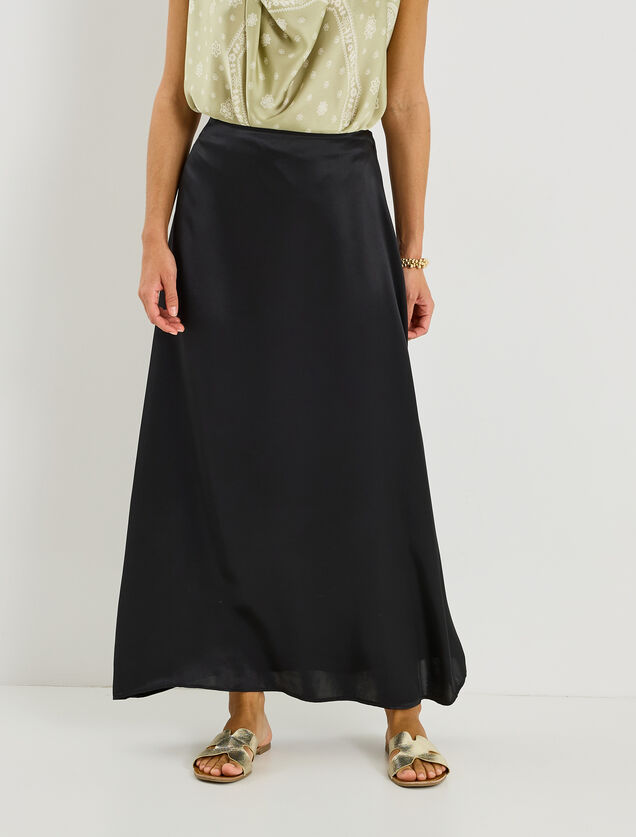 Jupe longue &eacute;vas&eacute;e en satin