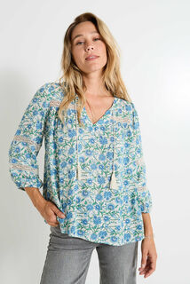 Blouse col V imprimée femme