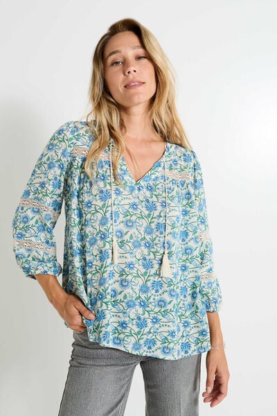 Blouse col V imprimée femme