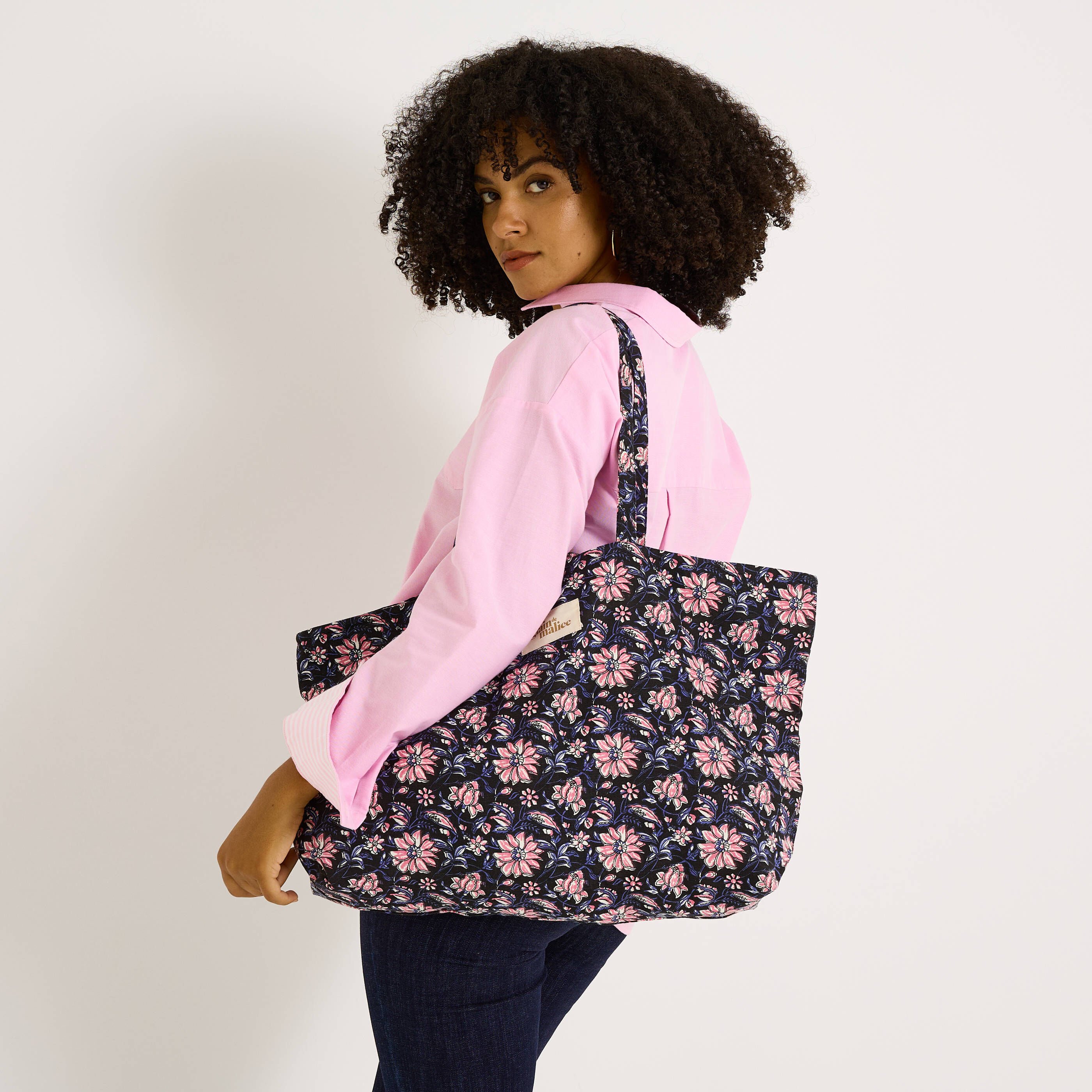 Tote bag motif floral femme