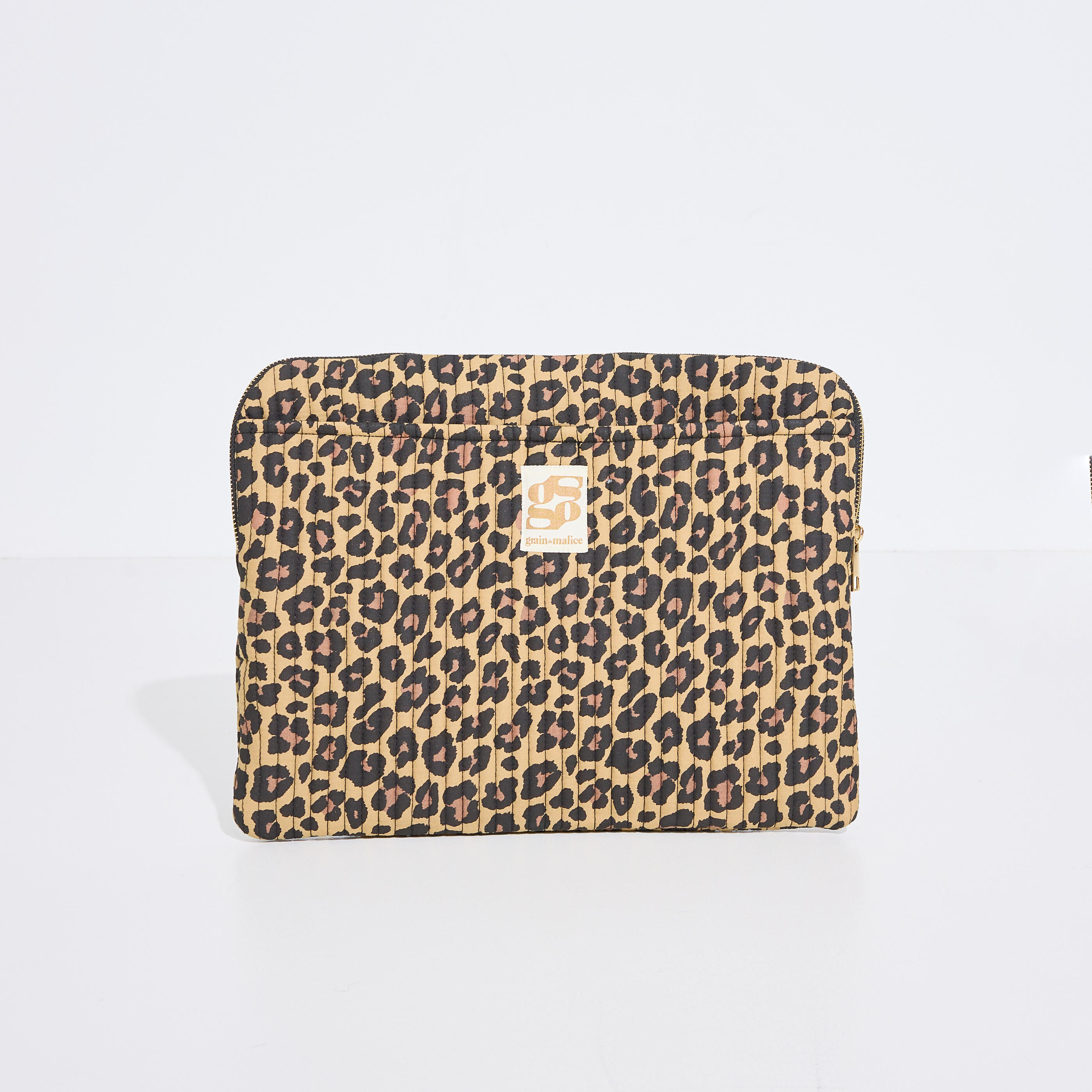 Pochette ordinateur l&eacute;opard femme