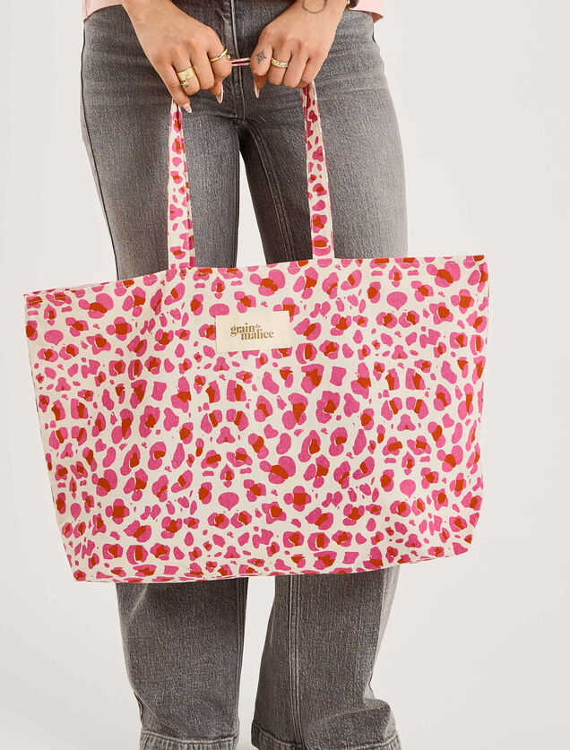 Tote bag imprim&eacute; l&eacute;opard femme
