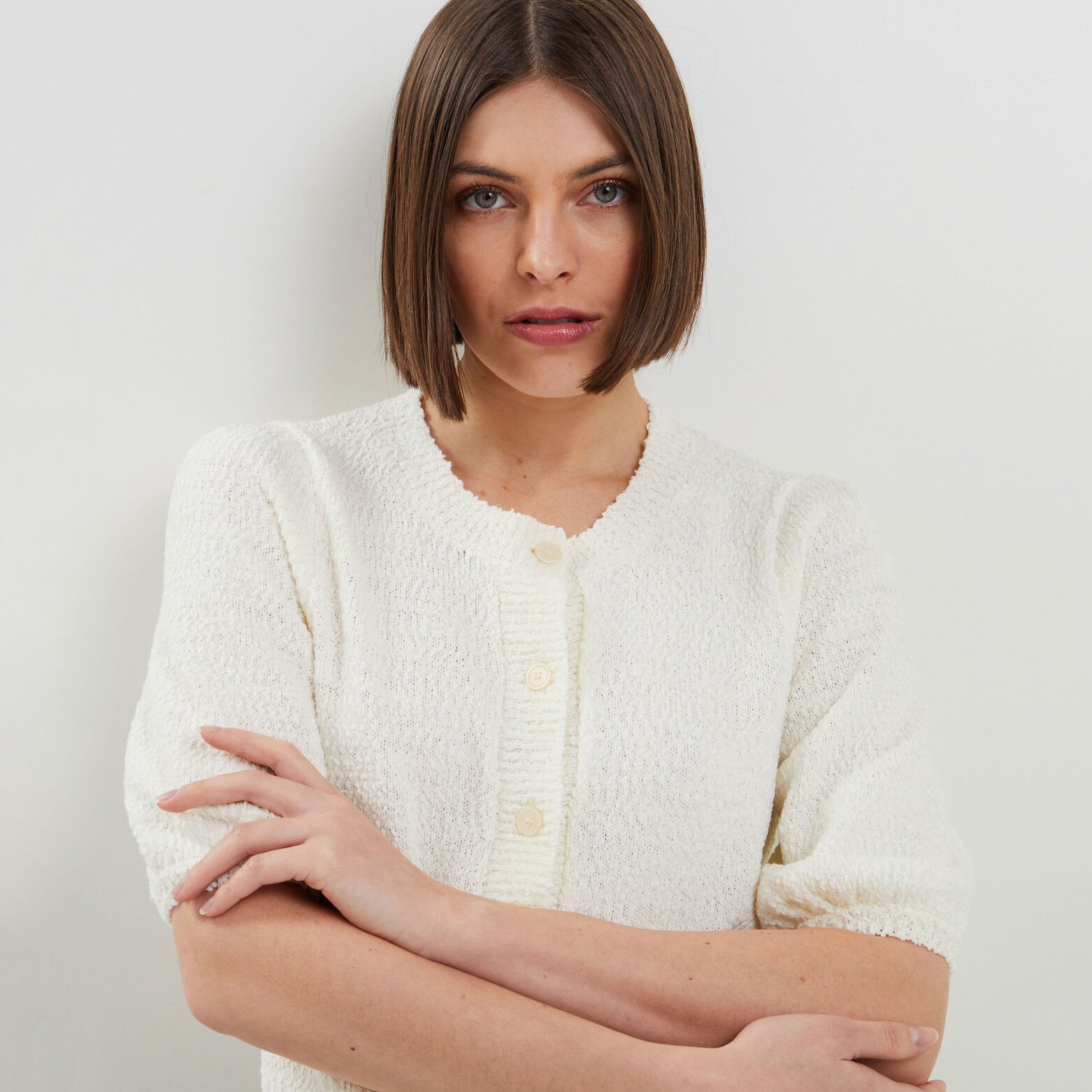 Gilet maille gauffrée femme