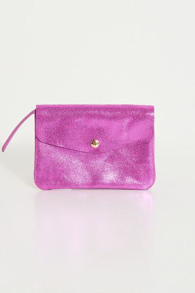Porte-monnaie en croûte de cuir femme