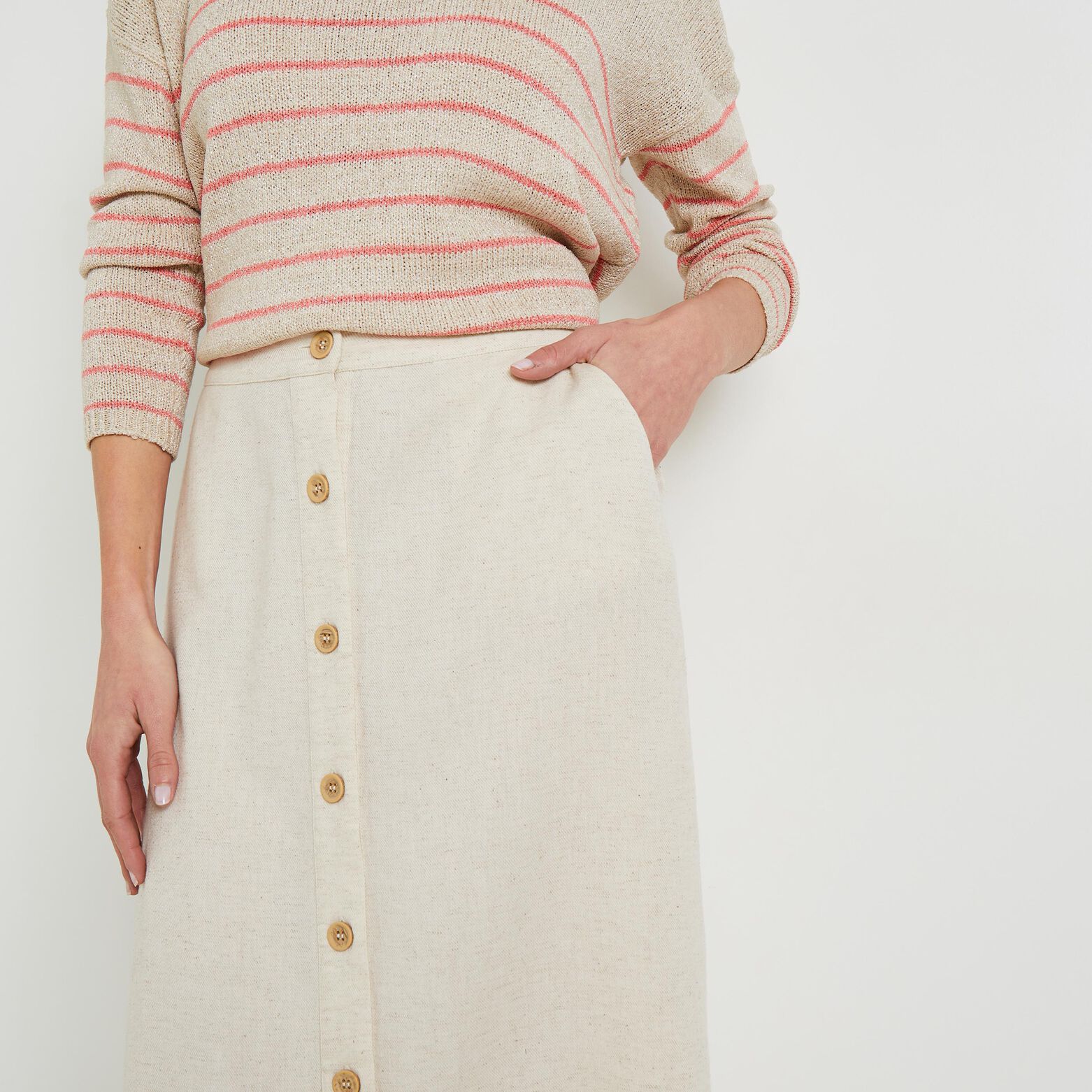 Jupe longue mélange lin femme
