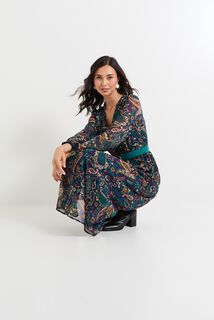 Robe longue col V femme