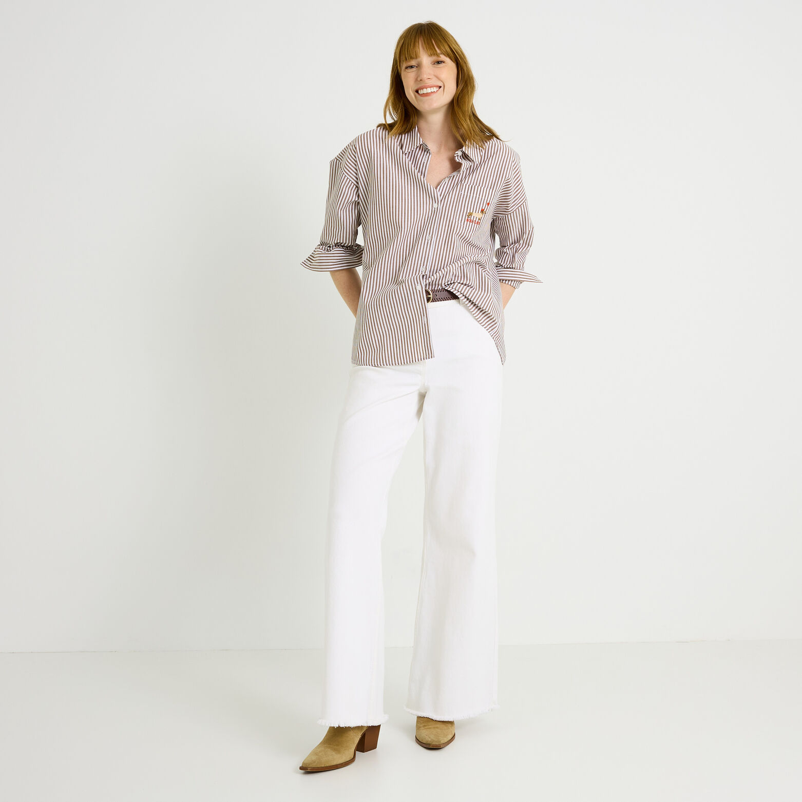 Chemise oversize à rayures femme CAMEL Graindemalice