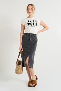 Jupe en maille effet denim femme