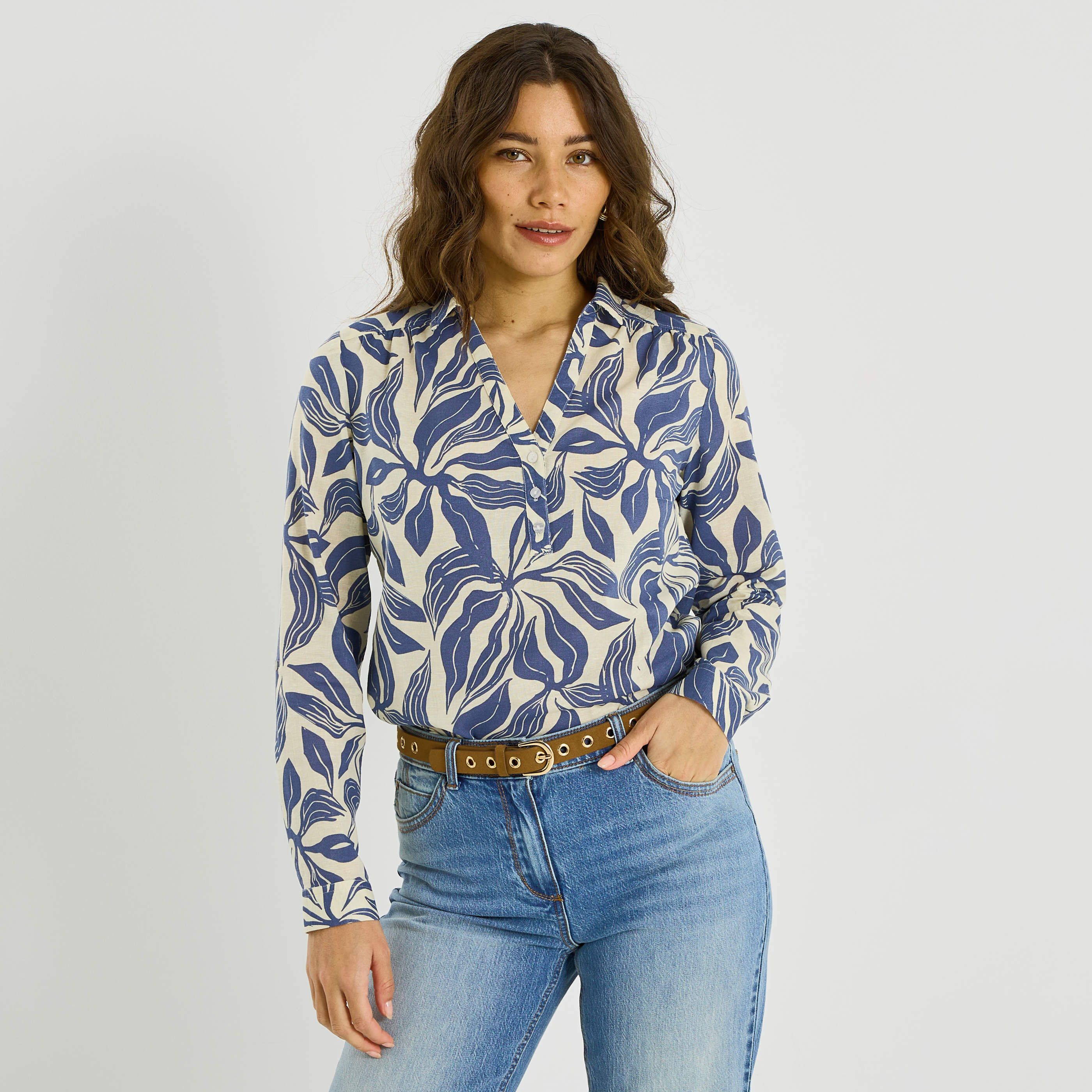 Blouse motif floral femme
