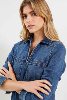 Robe chemise denim femme
