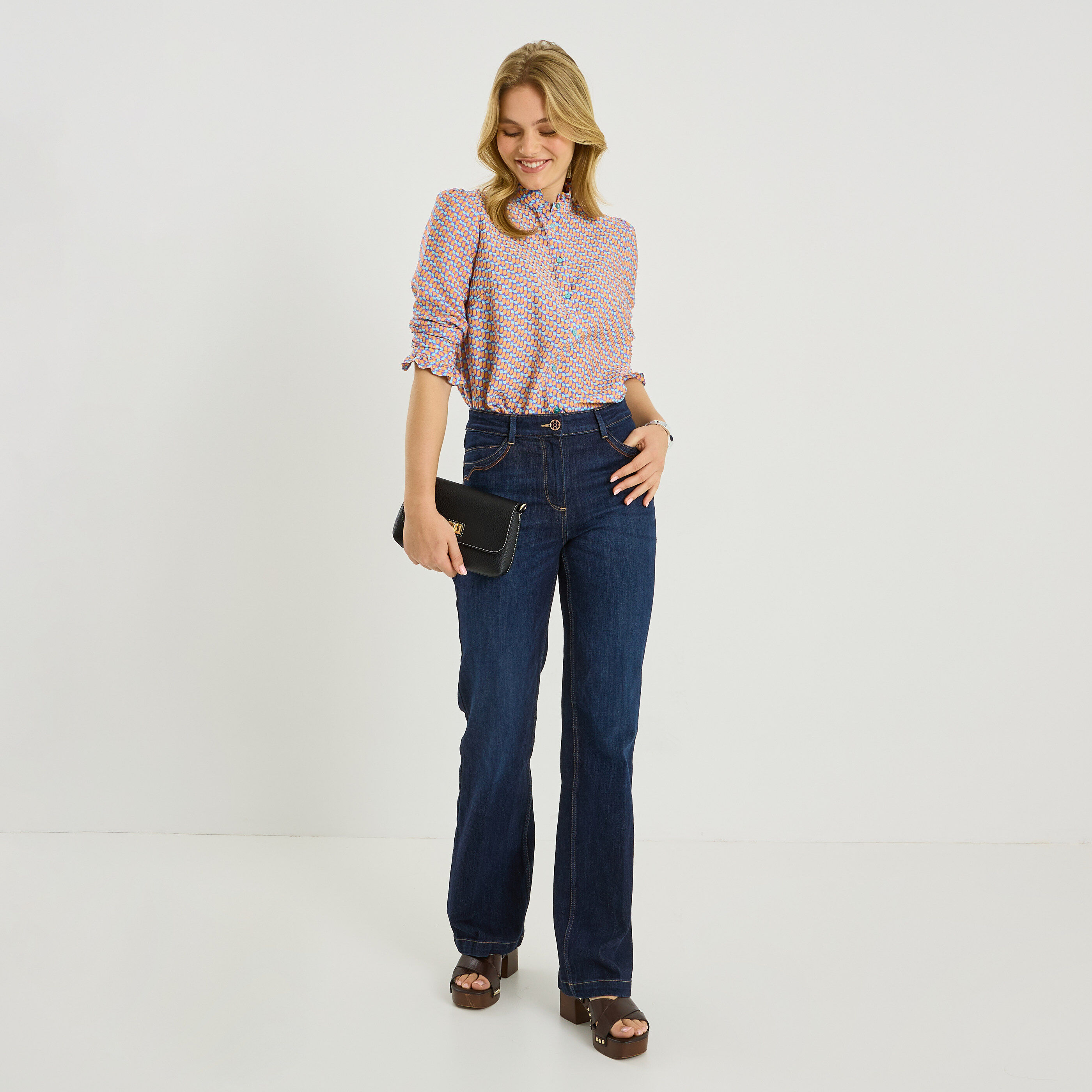 Chemise imprim&eacute; g&eacute;om&eacute;trique femme