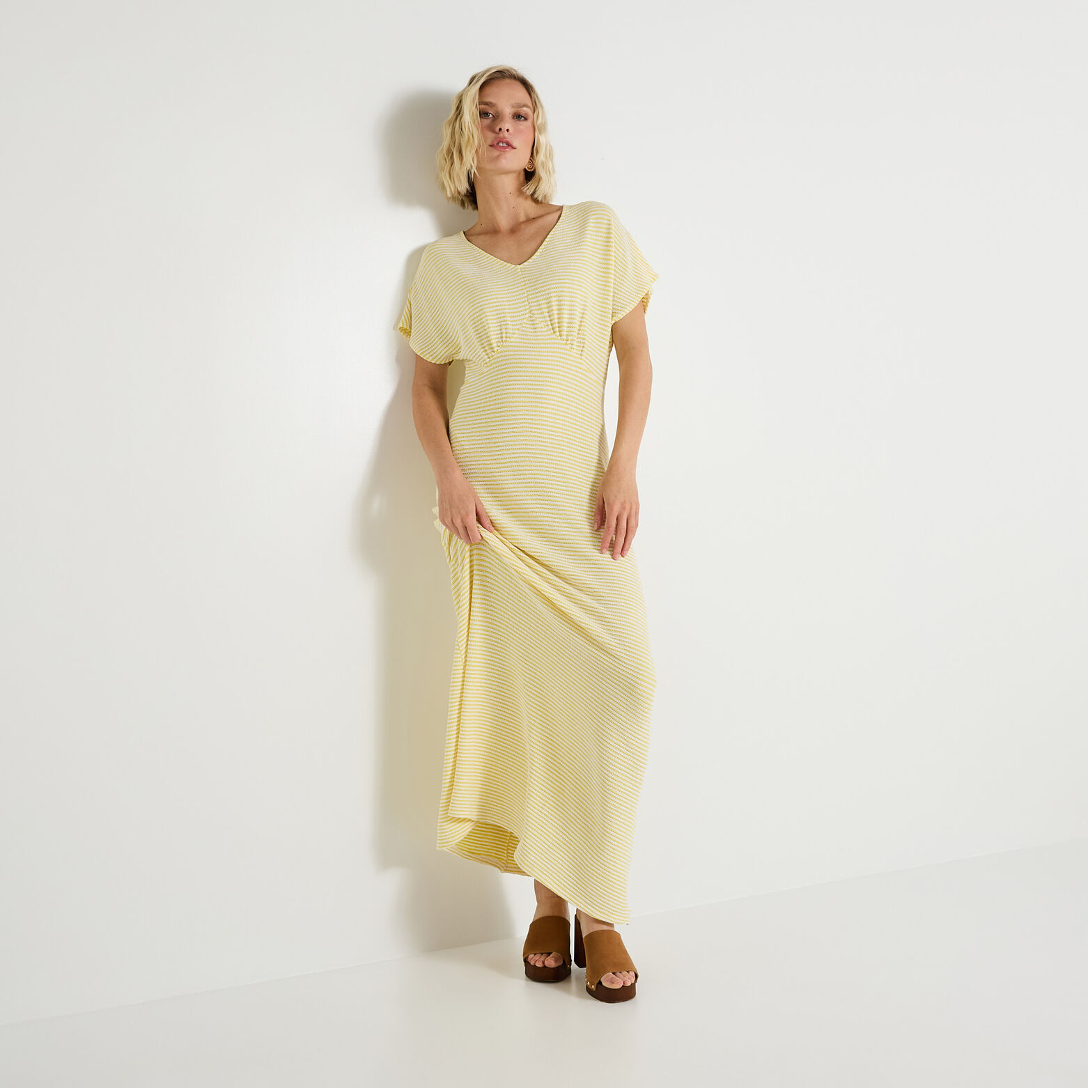 Robe longue en maille femme