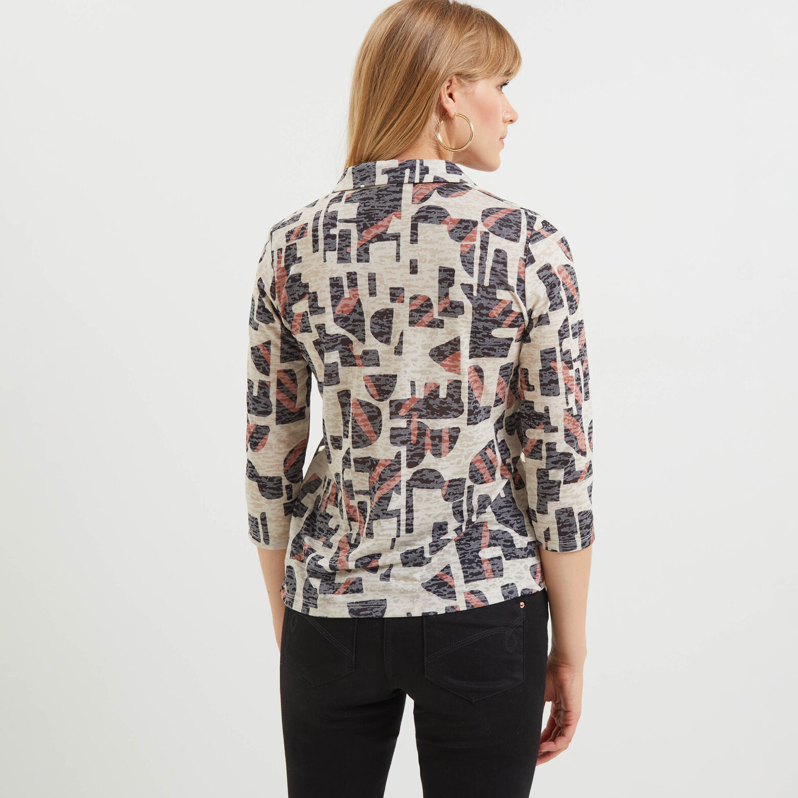 T-shirt col chemise imprimé