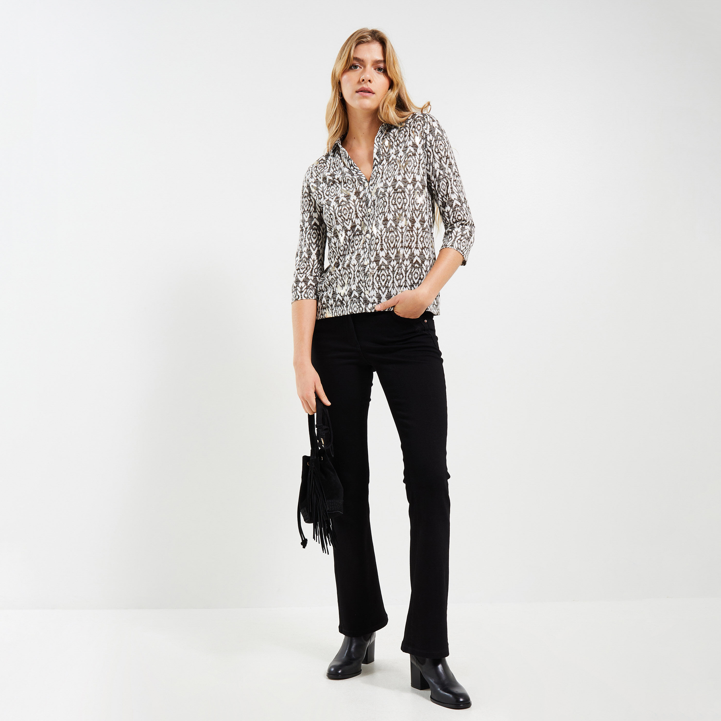 Tshirt col chemise femme