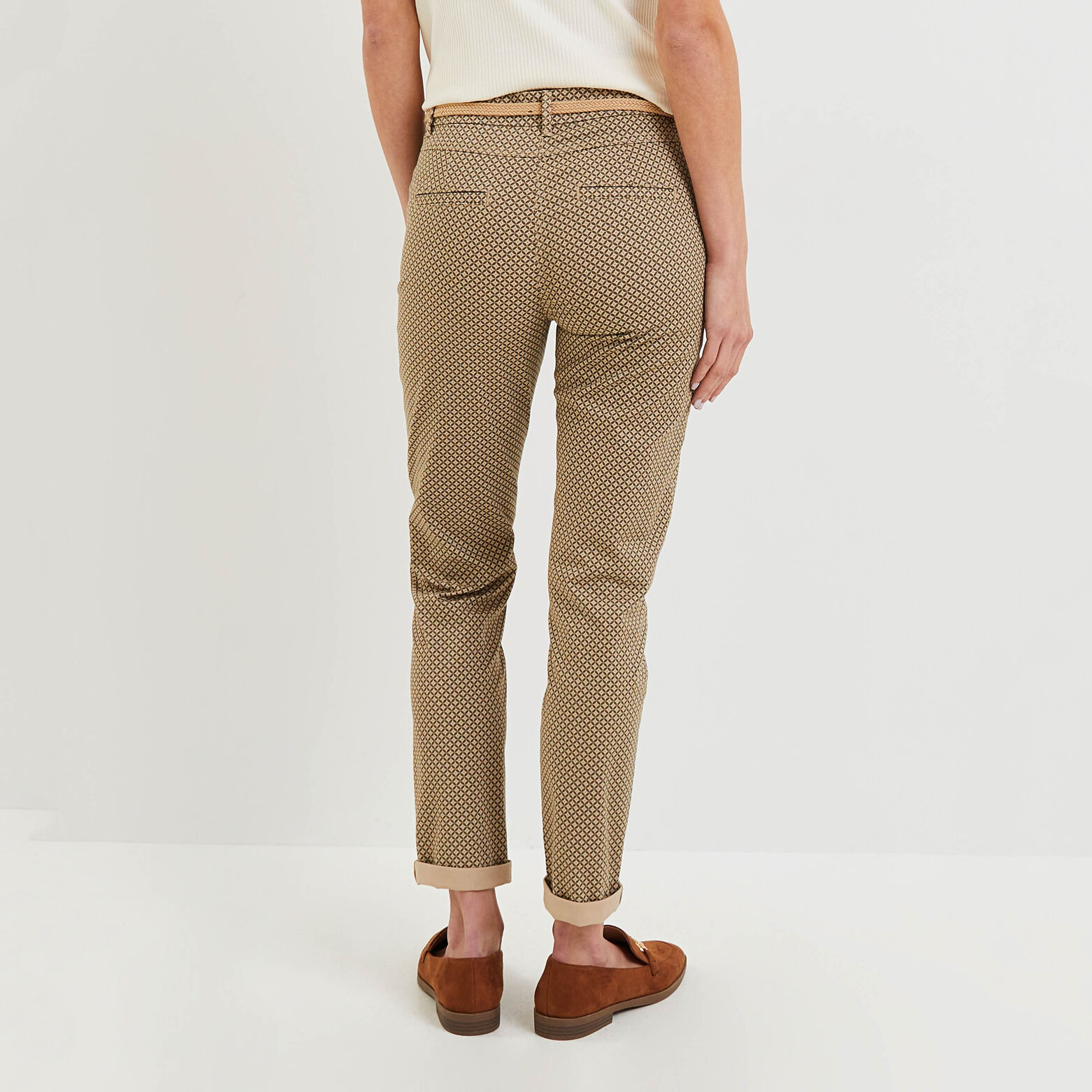 Pantalon chino imprimé femme