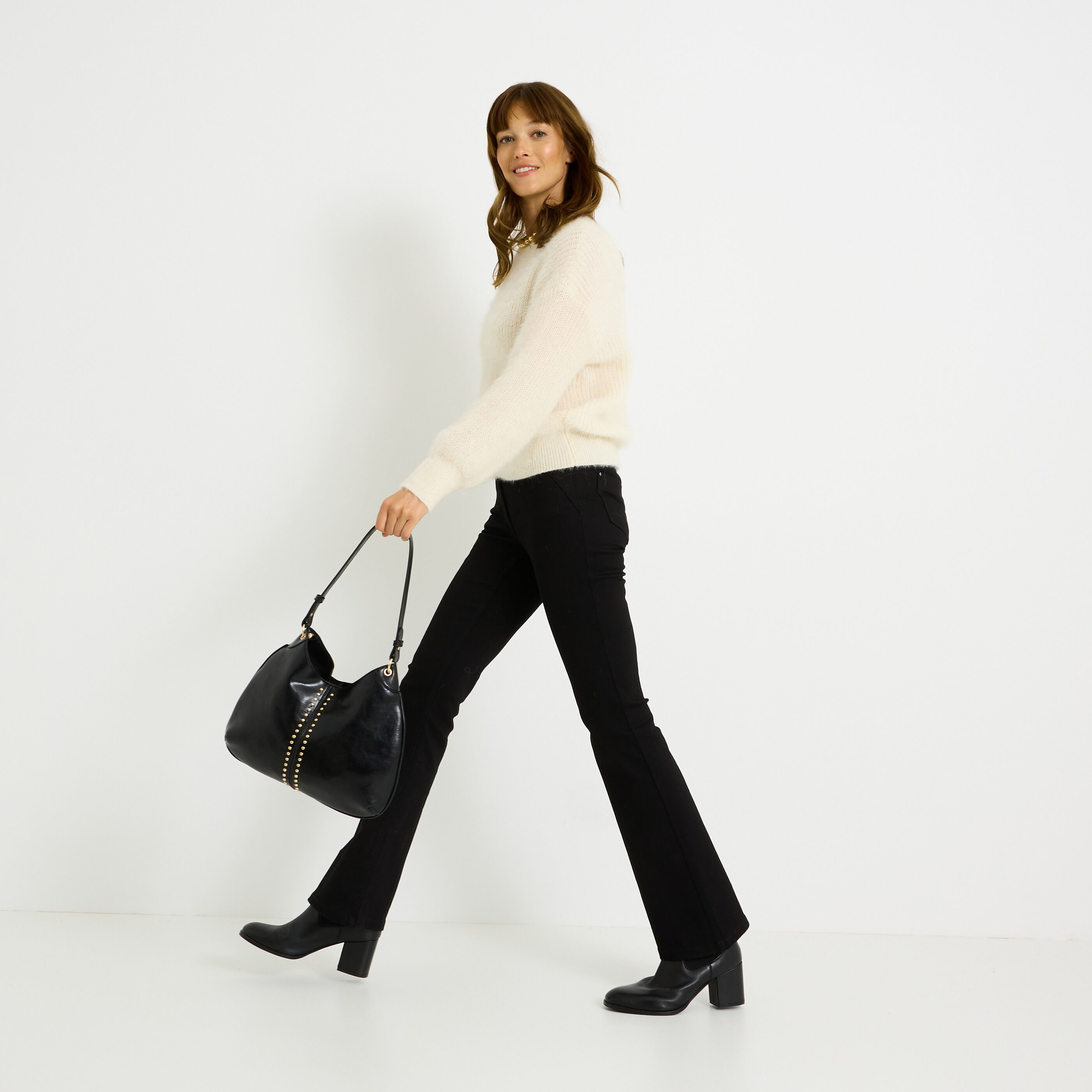 Pull fluffy 2 en 1 femme