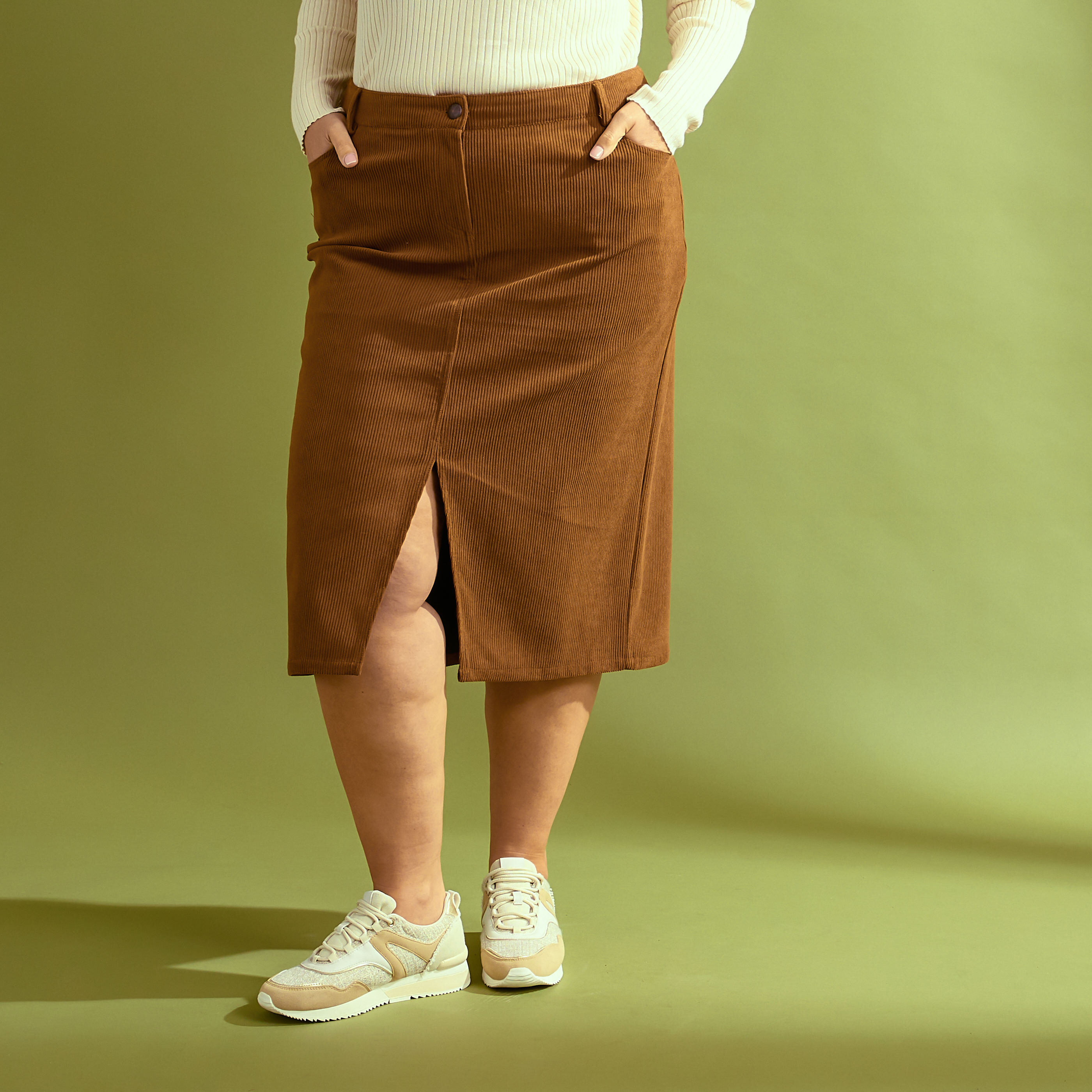 Jupe en velours mi-longue