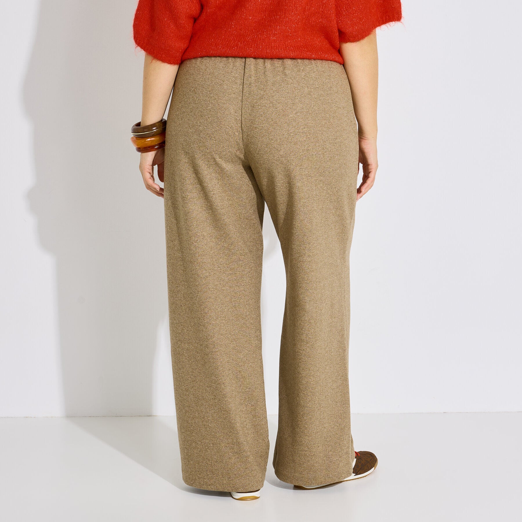 Pantalon droit ample chaud maille femme