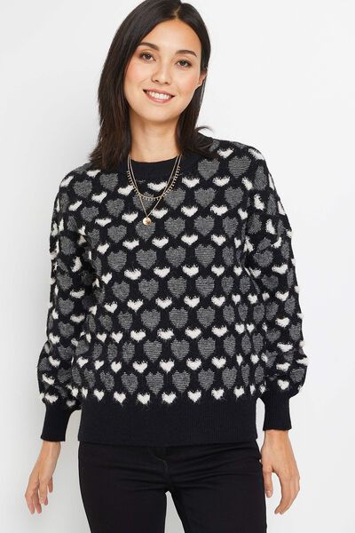 Pull jacquard coeur femme