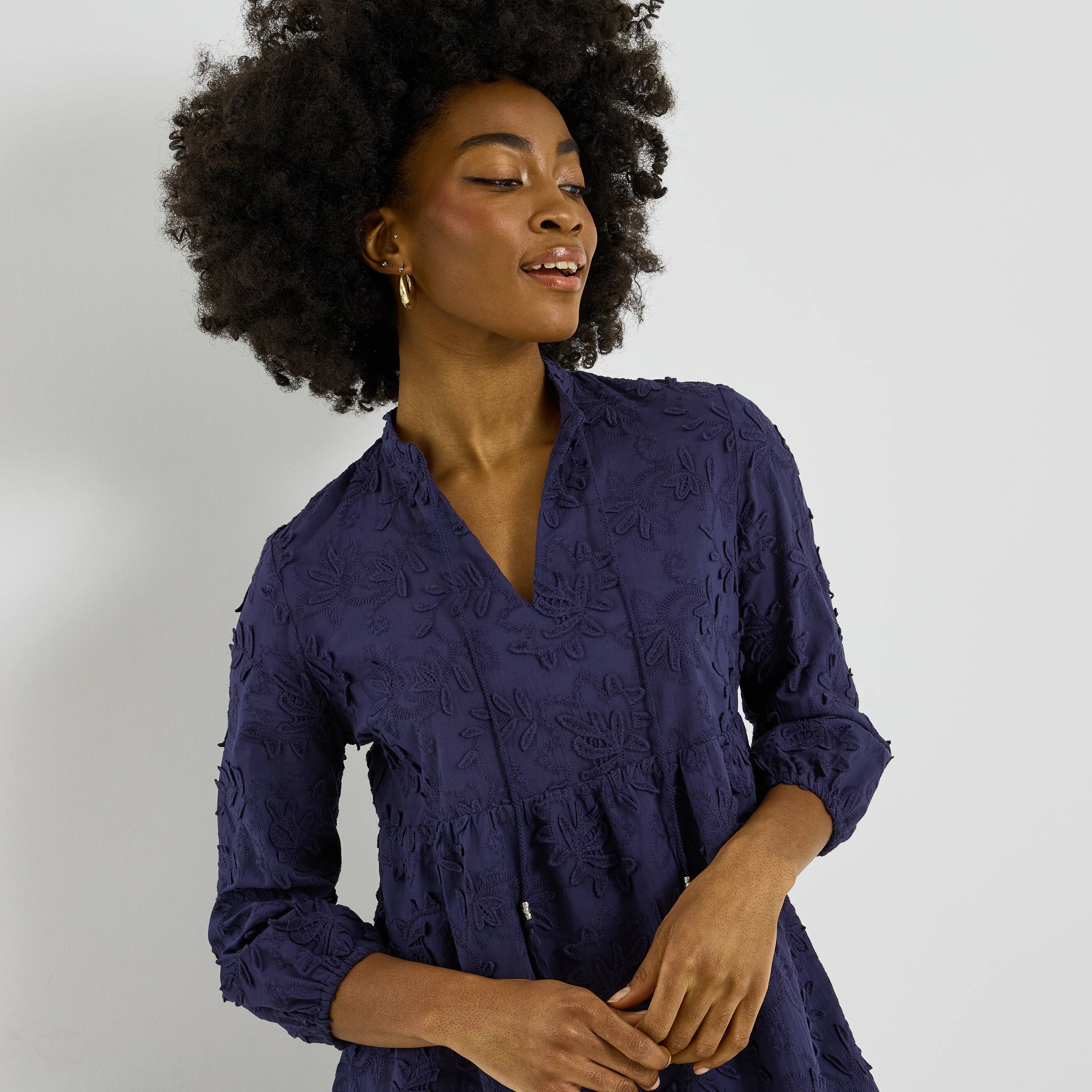 Robe macram&eacute; col V femme