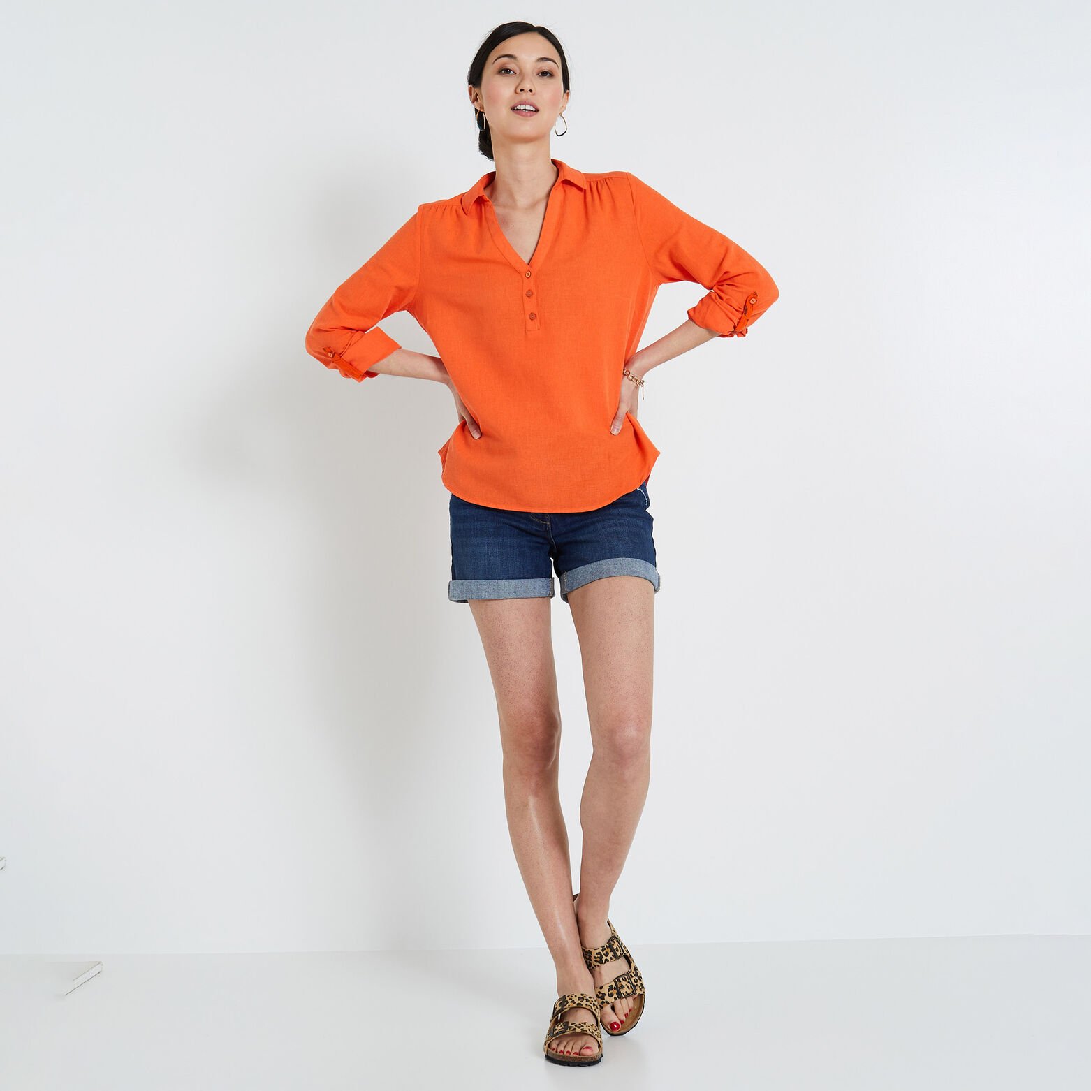 Blouse en coton et lin femme 
