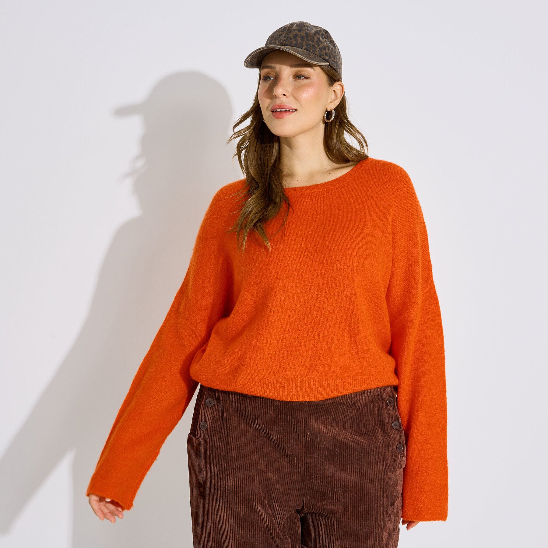 Pull loose col rond femme
