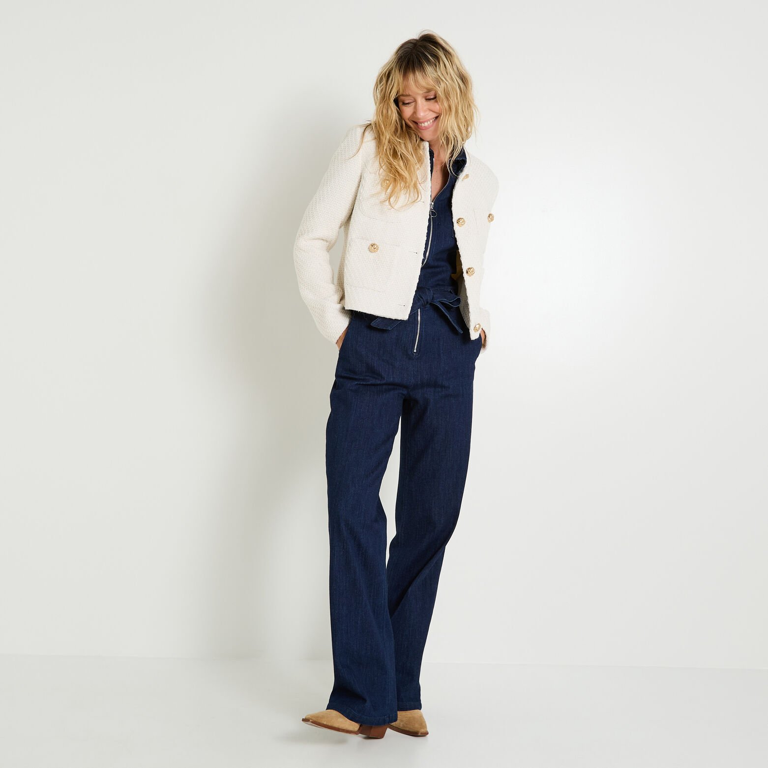 Veste courte effet tweed femme