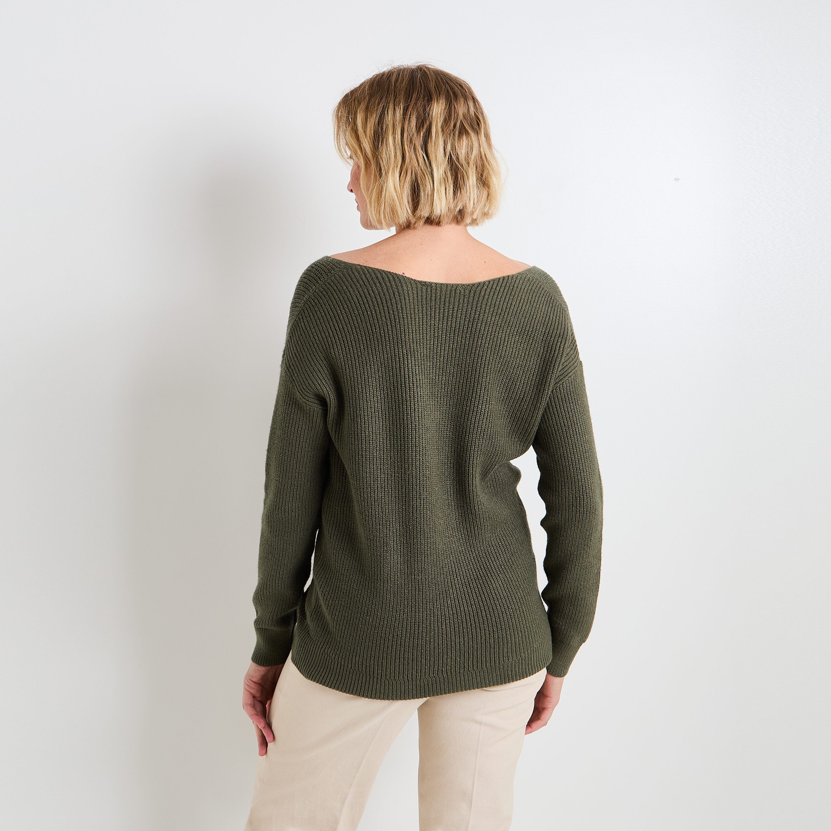 Pull col V femme