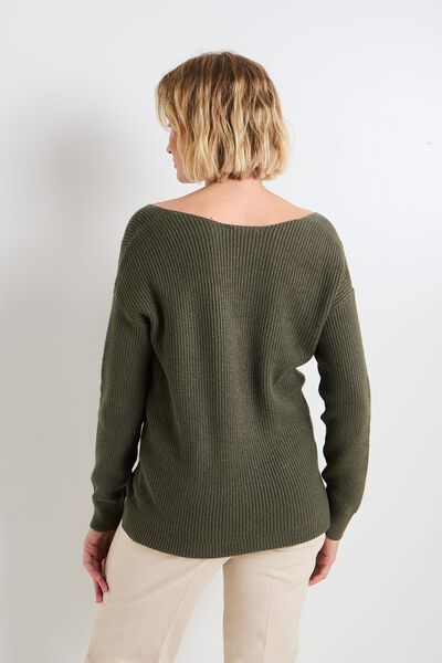 Pull col V femme