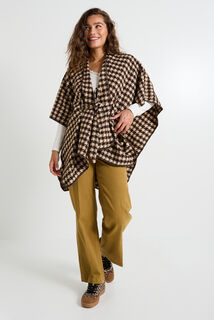 Poncho ceinturé ouvert à l'avant femme