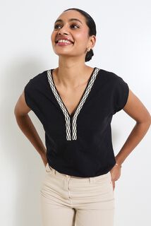 T-shirt col tunisien femme