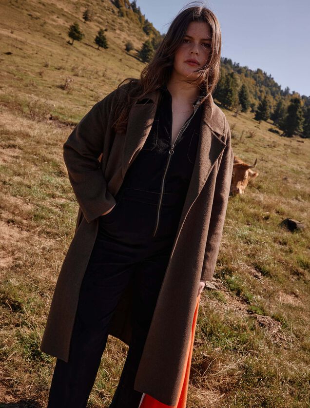 Manteau long à nouer femme