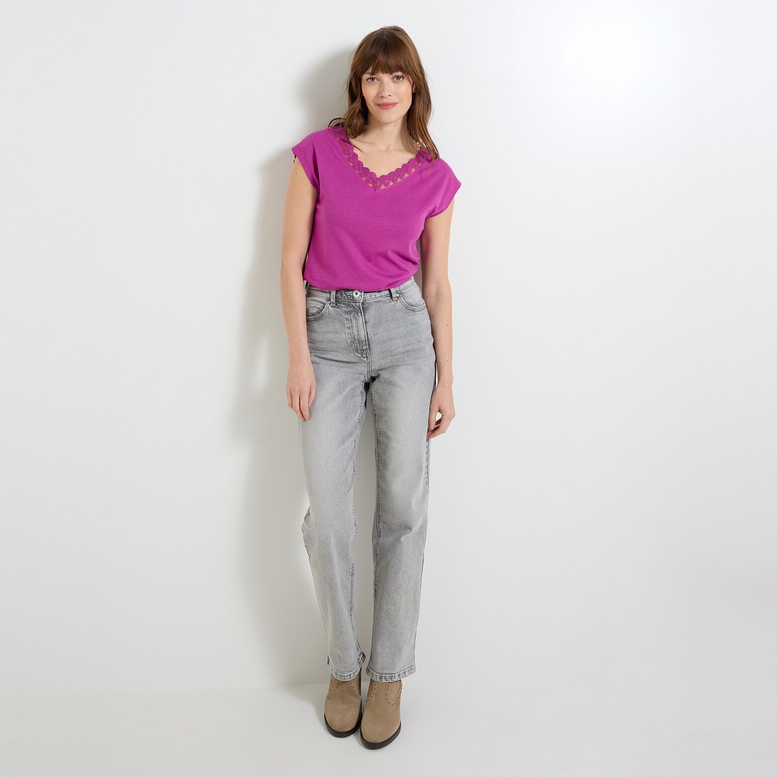 T-shirt col V femme