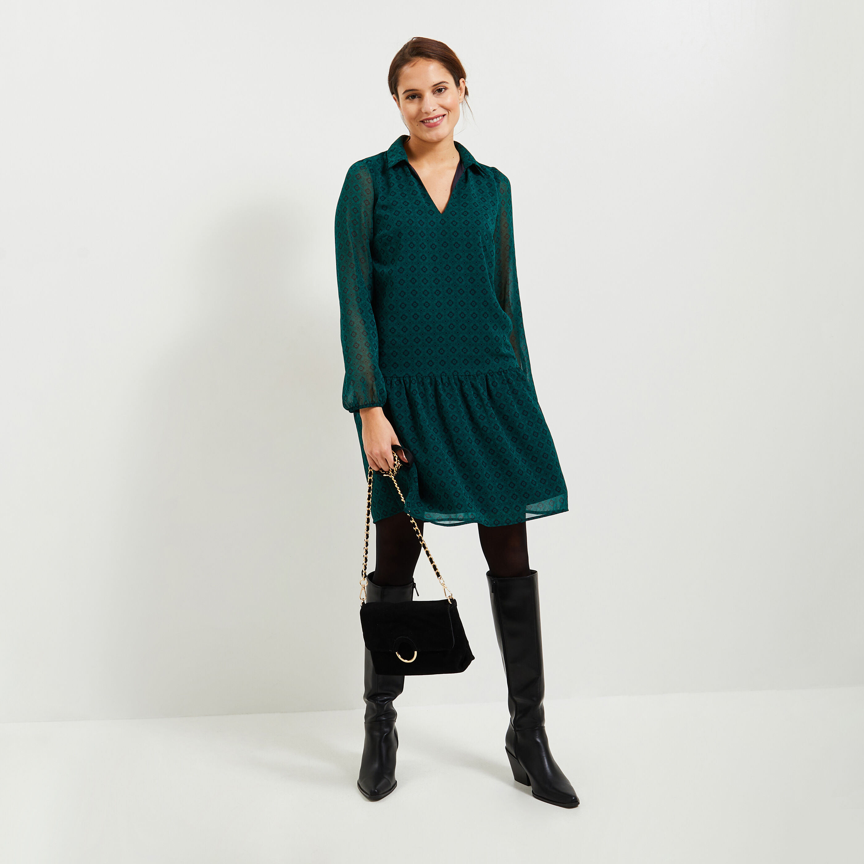 Robe voile habill&eacute;e femme