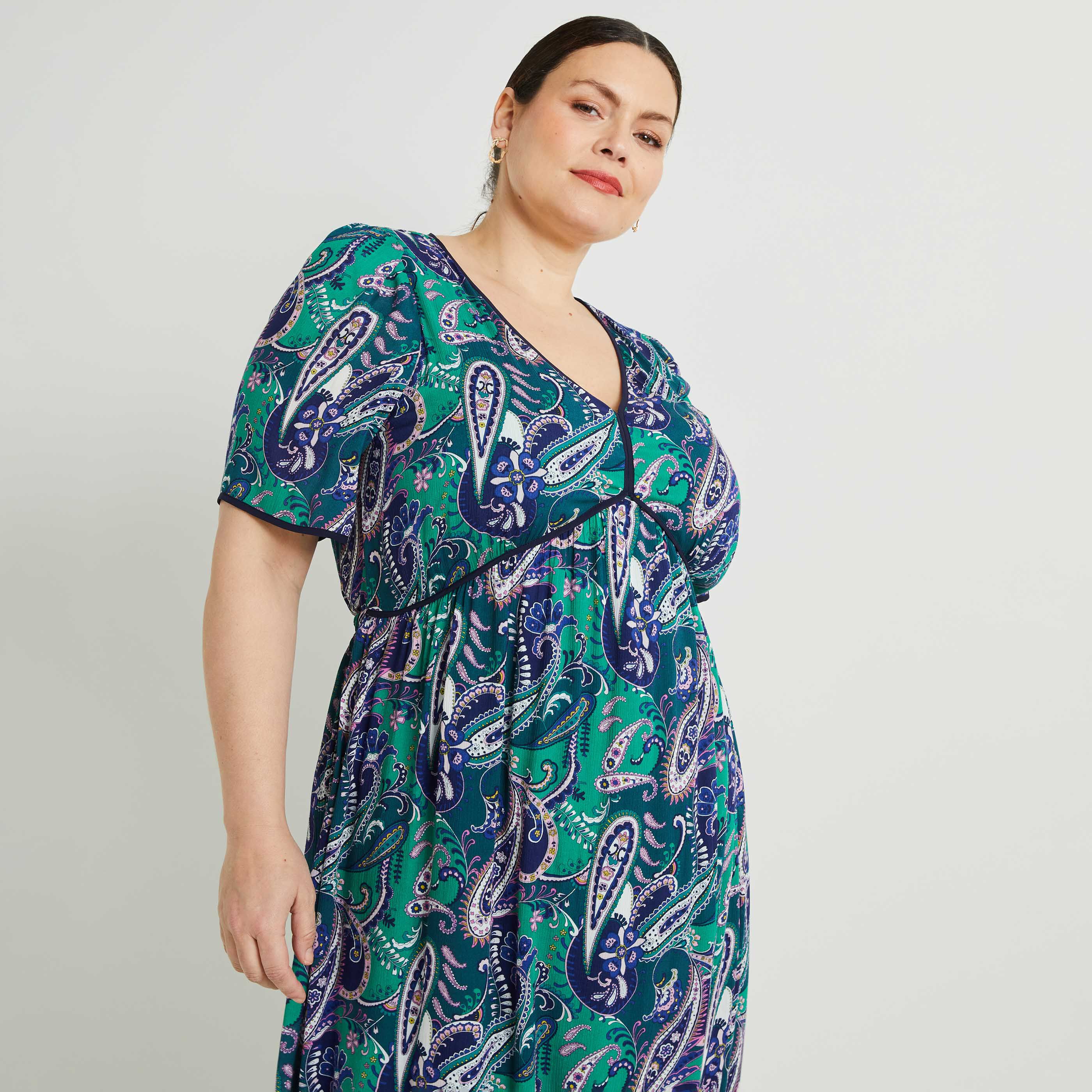 Robe longue imprim&eacute;e femme