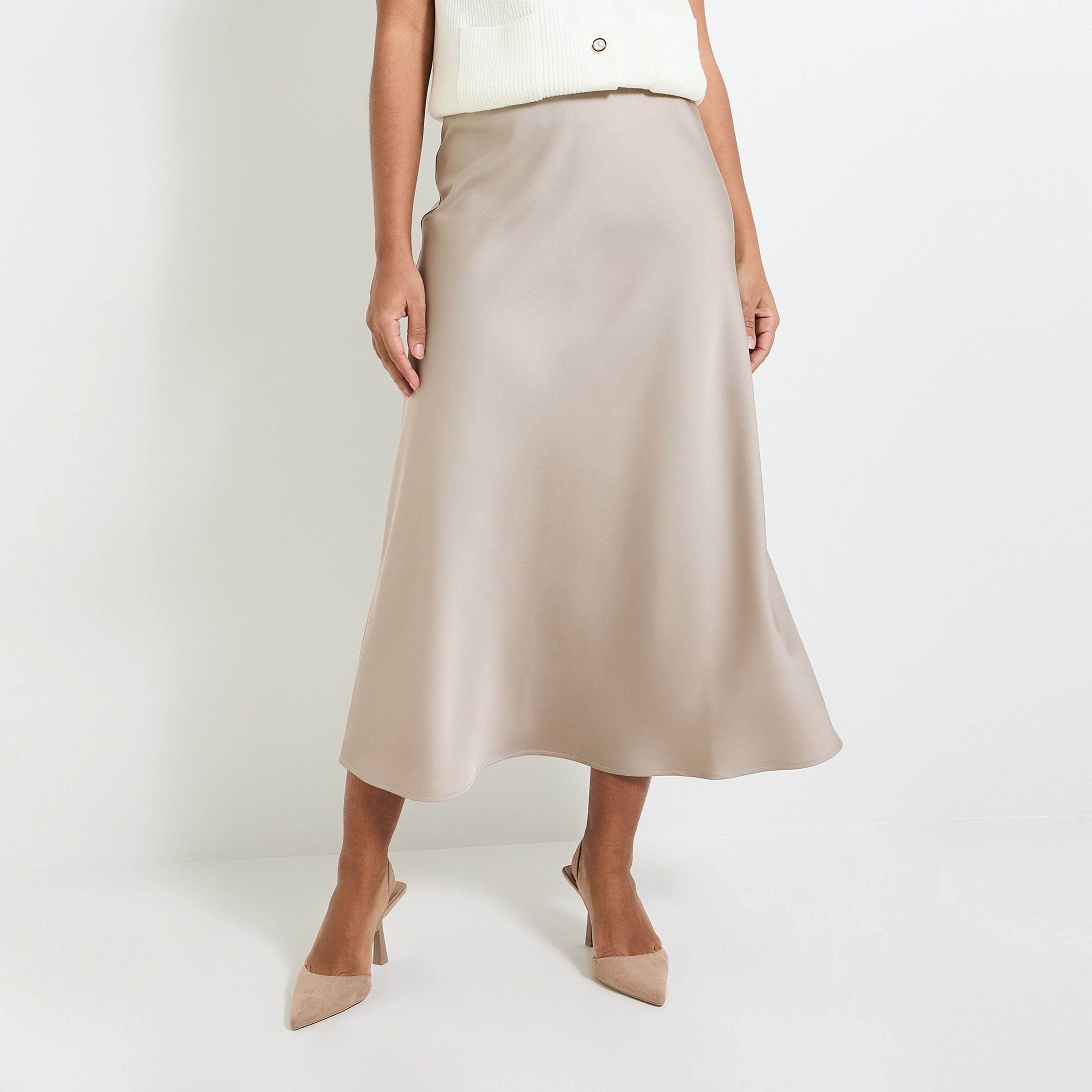 Jupe longue satin&eacute;e femme